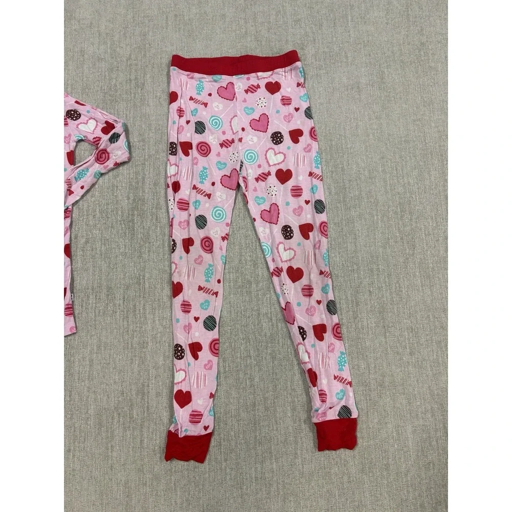 Little Sleepie Pink Sweet Valentine Bamboo Pajamas 2 Piece Long Sleeve Size 7/8